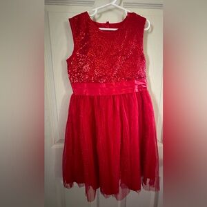 EUC Nanette Kids Red Sequin Holiday Dress 7/8